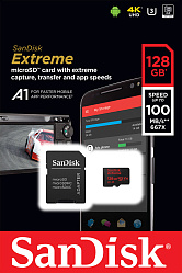 Карта памяти MicroSDXC SanDisk Extreme 128Gb для 4K@60FPS записи