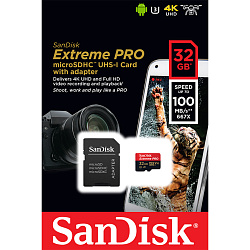 Карта памяти MicroSDHC SanDisk Extreme Pro 32Gb для 4K@60FPS записи